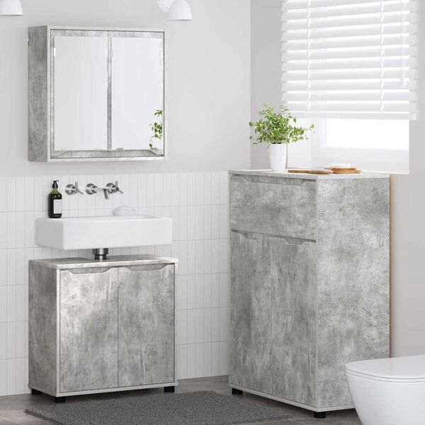 vidaXL Ensemble de mobilier de salle de bain 3 pcs Gris b&eacute;ton
