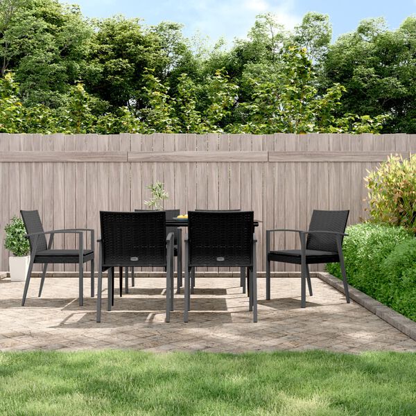 vidaXL Ensemble &agrave; manger de jardin 7 pcs coussins r&eacute;sine tress&eacute;e acier