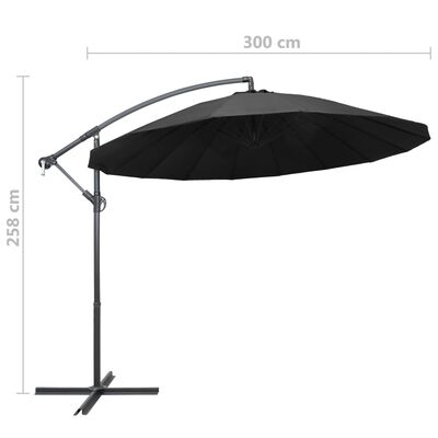 vidaXL Parasol suspendu avec poteau anthracite 3 m