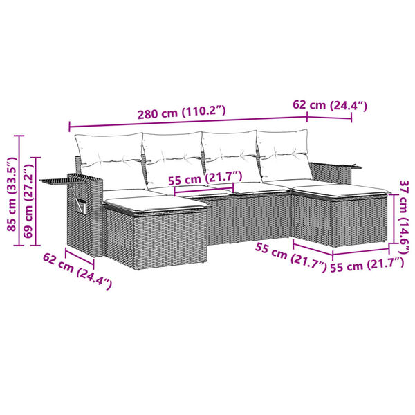 vidaXL Salon de jardin 6 pcs avec coussins gris clair r&eacute;sine tress&eacute;e
