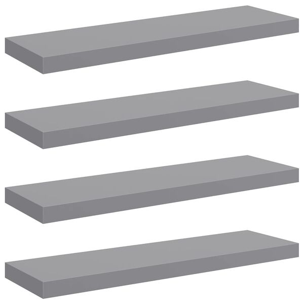 vidaXL &Eacute;tag&egrave;res murales flottantes 4 pcs gris 80x23,5x3,8 cm MDF
