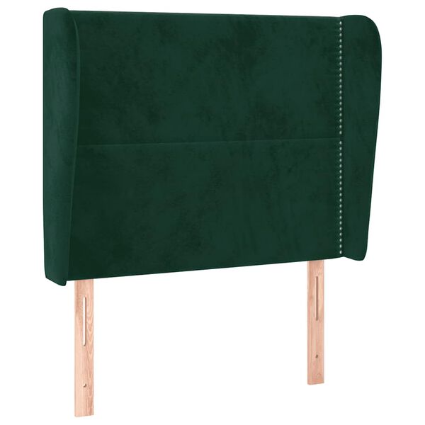 vidaXL T&ecirc;te de lit avec oreilles Vert fonc&eacute; 93x23x118/128 cm Velours