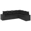 vidaXL Salon de jardin 6 pcs avec coussins noir r&eacute;sine tress&eacute;e