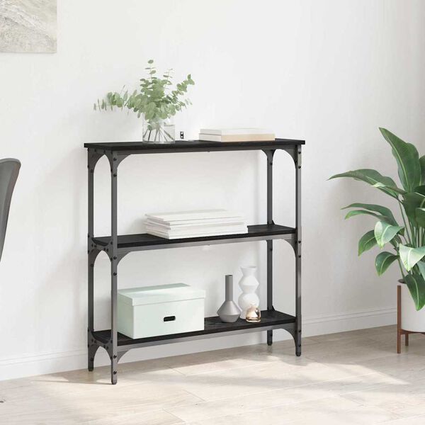 vidaXL Table console Ch&ecirc;ne noir 75 x 22,5 x 75 cm Bois d'ing&eacute;nierie