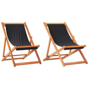vidaXL Chaises pliantes 2 pi&egrave;ces en tissu noir