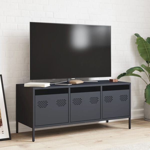 vidaXL Meuble TV anthracite 101,5x39x43,5 cm acier lamin&eacute; &agrave; froid