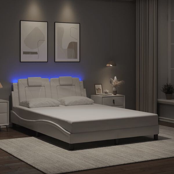 vidaXL Cadre de lit Viana avec LED sans matelas blanc 120x200 cm