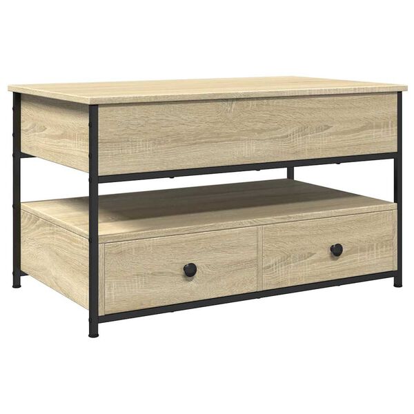 vidaXL Table basse chêne sonoma 85x50x50 cm bois d'ingénierie et métal