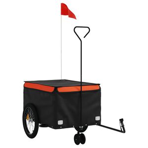 vidaXL Remorque de v&eacute;lo noir et orange 45 kg fer