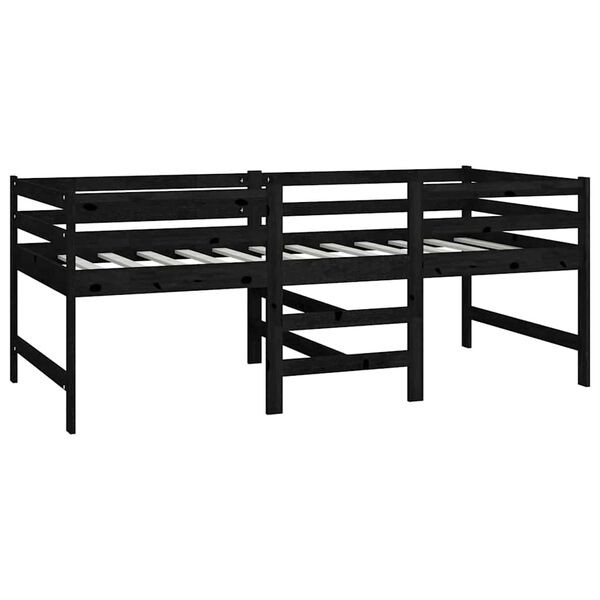 vidaXL Lit mi-haut sans matelas noir bois de pin massif 90x200 cm