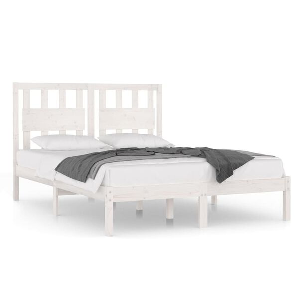 vidaXL Cadre de lit sans matelas blanc bois massif