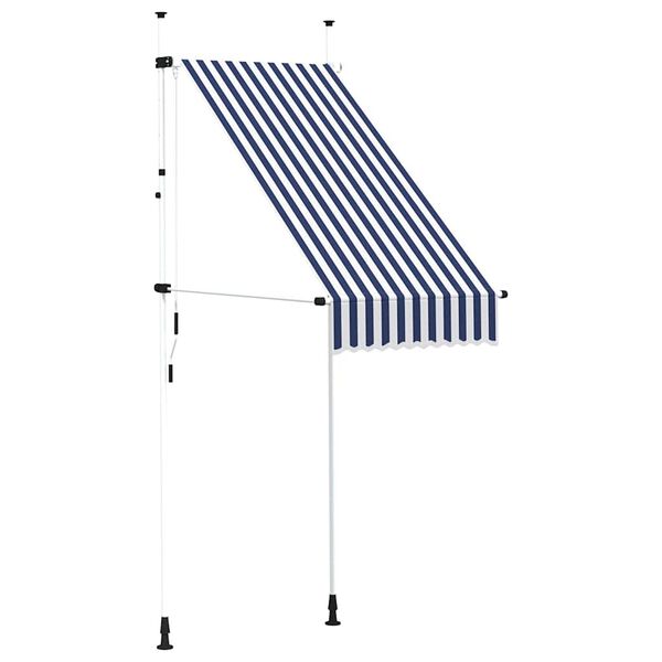vidaXL Auvent r&eacute;tractable manuel 100 cm Rayures bleues et blanches