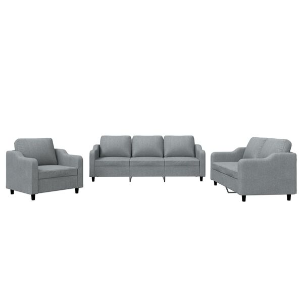 vidaXL Ensemble de canap&eacute;s 3 pcs avec coussins Gris clair Tissu