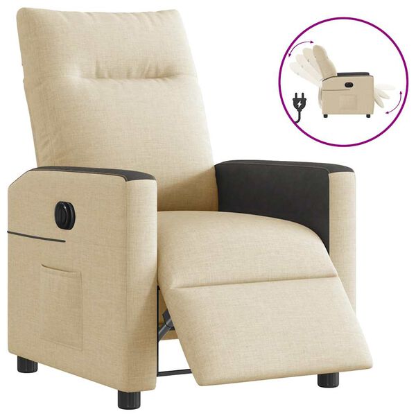vidaXL Fauteuil inclinable &eacute;lectrique Cr&egrave;me Tissu