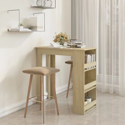 vidaXL Table de bar avec rangement Chêne sonoma 102x50x103,5 cm