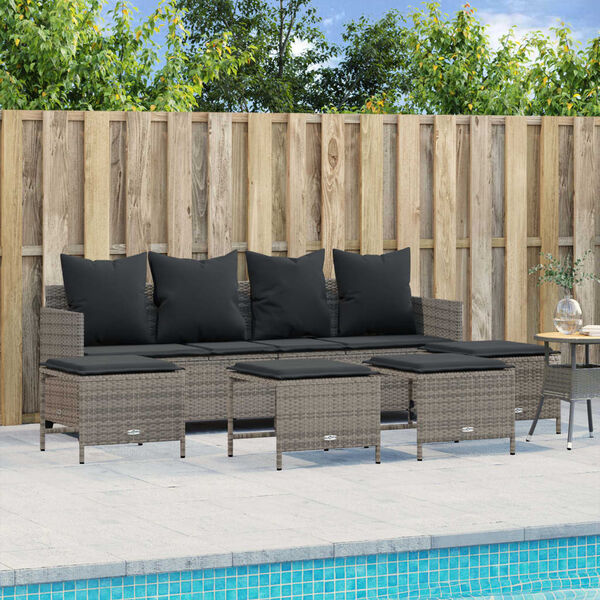 vidaXL Salon de jardin 5 pcs avec coussins gris r&eacute;sine tress&eacute;e