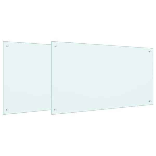 vidaXL Protection de cuisine 2 pcs Blanc 100 x 60 cm verre tremp&eacute;