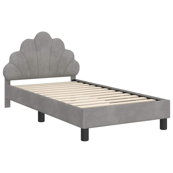 vidaXL Cadre de lit pour enfants avec t&ecirc;te de lit Gris clair Velours