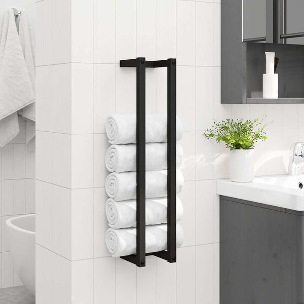 vidaXL Porte-serviette Noir 12,5x12,5x60 cm Fer