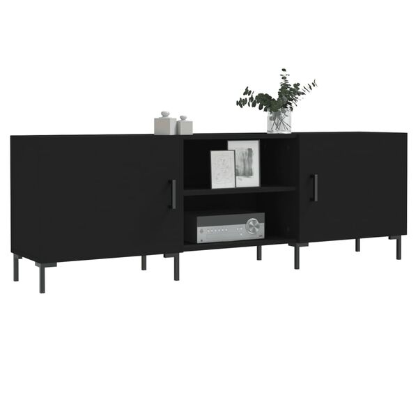 vidaXL Meuble TV noir 150x30x50 cm bois d'ing&eacute;nierie