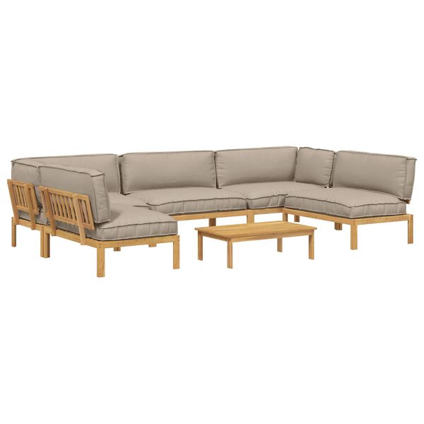 vidaXL Ensemble de Canap&eacute;s Uni 6 pcs Taupe Bois d'Acacia Massif