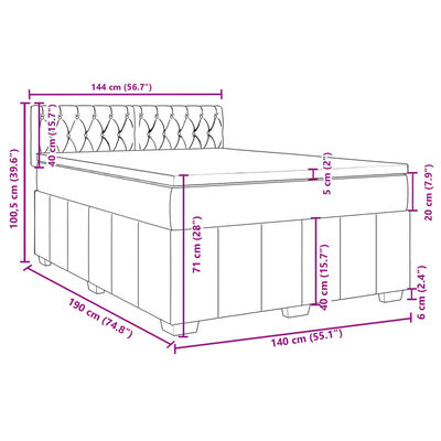 vidaXL Sommier à lattes de lit avec matelas Crème 140x190 cm Tissu