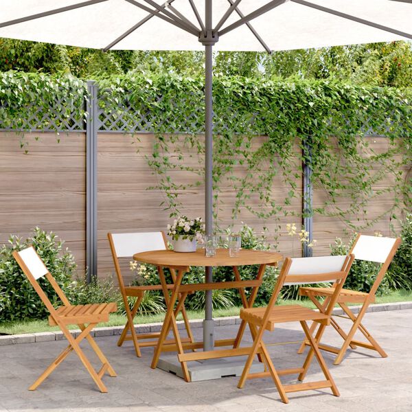 vidaXL Ensemble &agrave; manger de jardin 5 pcs blanc cr&egrave;me tissu bois massif