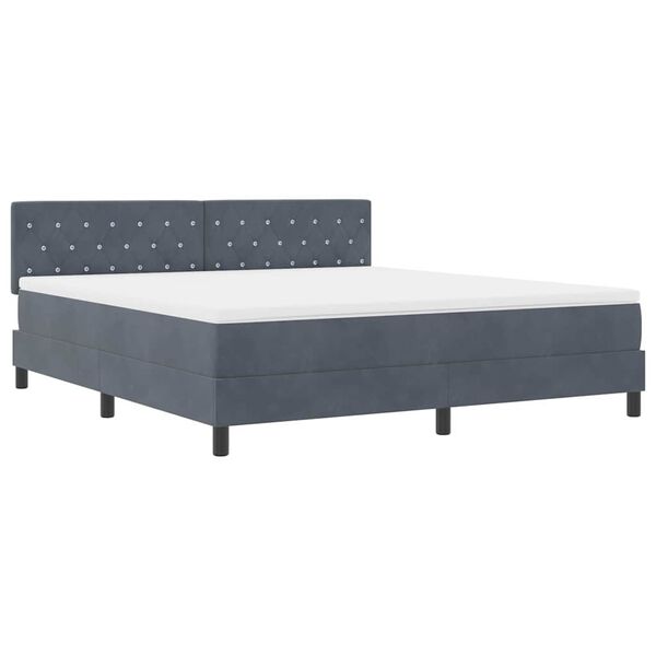 vidaXL Lit &agrave; ressorts avec matelas Gris fonc&eacute; 180 x 200 cm Velours