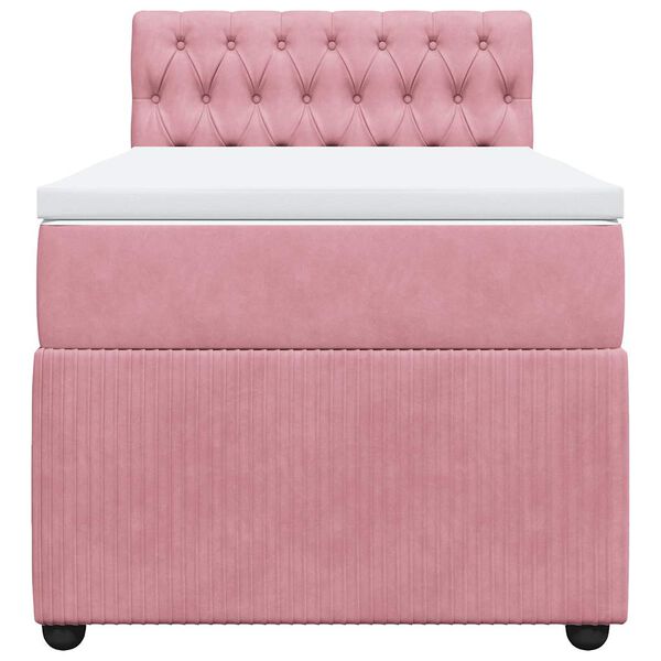 vidaXL Sommier &agrave; lattes de lit avec matelas Rose 90x200 cm Velours