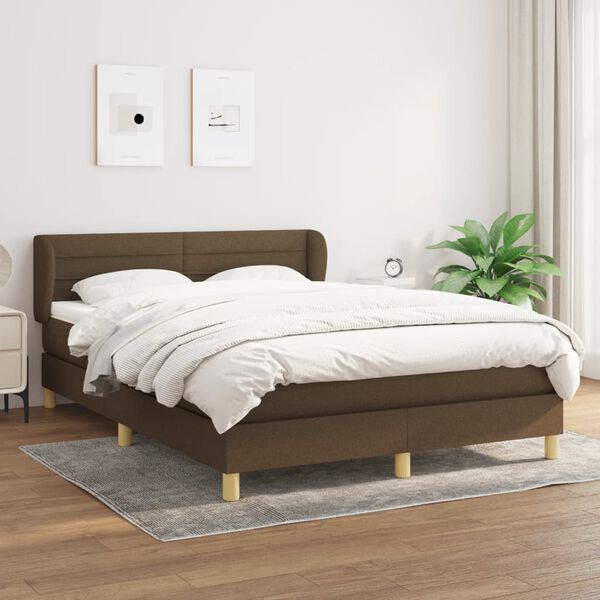 vidaXL Sommier &agrave; lattes de lit avec matelas Marron fonc&eacute; 140x200 cm
