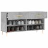 vidaXL Banc &agrave; chaussures gris b&eacute;ton 102x35x55 cm bois d'ing&eacute;nierie