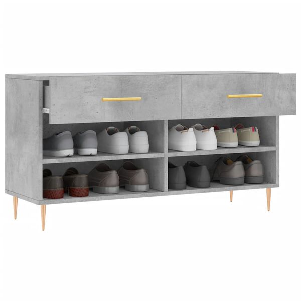 vidaXL Banc &agrave; chaussures gris b&eacute;ton 102x35x55 cm bois d'ing&eacute;nierie
