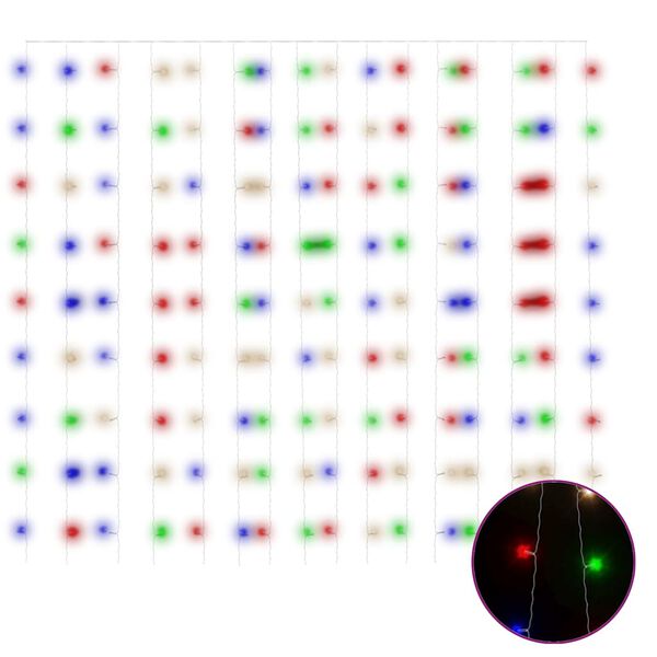 vidaXL Rideaux lumineux &agrave; LED 3x3 m 300 LED Multicolore 8 fonctions