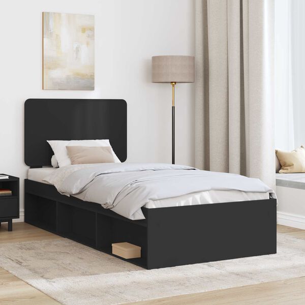 vidaXL Cadre de lit Noir 90 x 190 cm Bois de pin massif