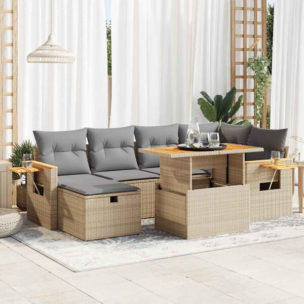 vidaXL Salon de jardin avec coussins 8 pcs beige r&eacute;sine tress&eacute;e