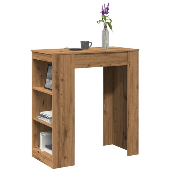 vidaXL Table de bar avec &eacute;tag&egrave;res ch&ecirc;ne artisanal bois d'ing&eacute;nierie