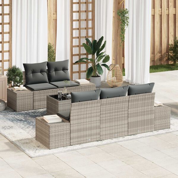 vidaXL Ensemble de canapé de jardin 6 pcs Gris clair polyrotin