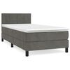 vidaXL Sommier &agrave; lattes de lit et matelas Gris fonc&eacute; 80x200 cm Velours