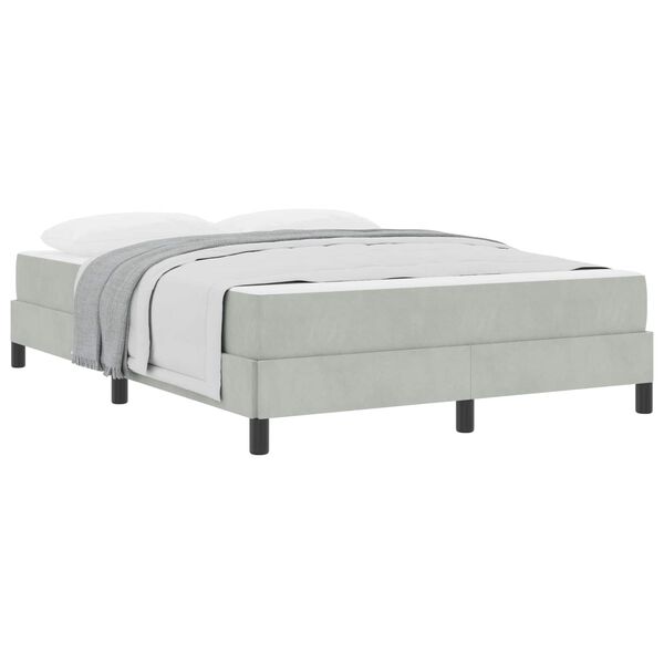 vidaXL Lit &agrave; ressorts avec matelas Gris clair 140 x 200 cm tissu