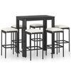 vidaXL Ensemble de bar de jardin 7 pcs et coussins R&eacute;sine tress&eacute;e Noir