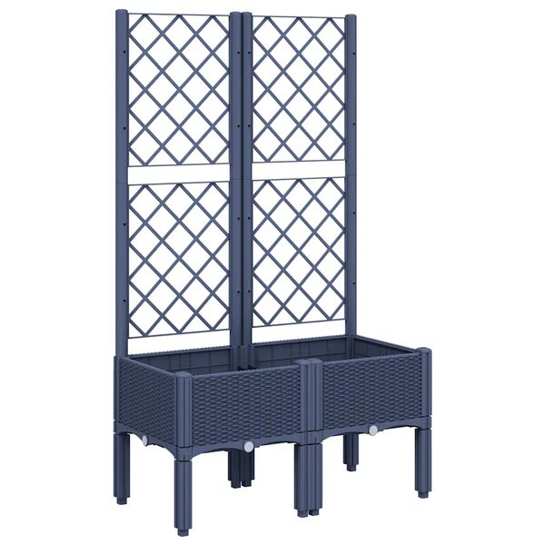 vidaXL Jardini&egrave;re avec treillis bleu gris 80x40x142 cm PP