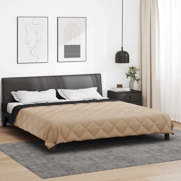 vidaXL Duvet d'&eacute;t&eacute; simple Noir et Taupe 220 x 260 cm Microfibre