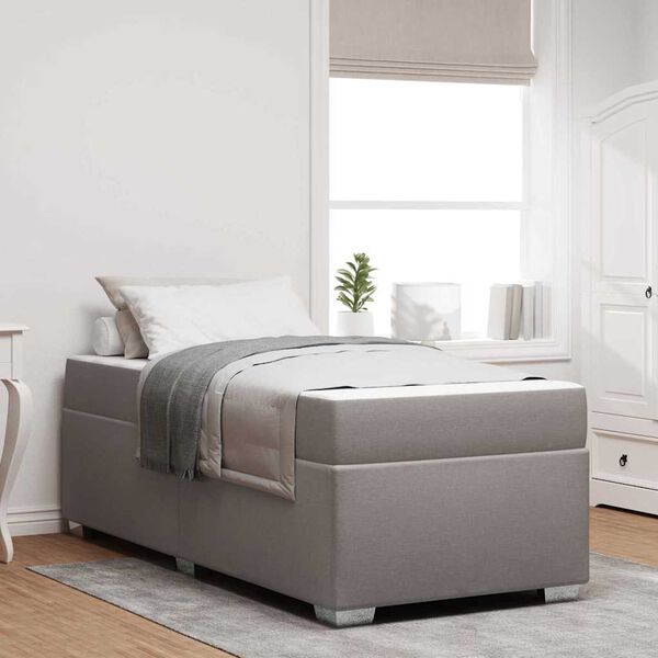 vidaXL Cadre de lit avec matelas Taupe 90 x 200 cm tissu
