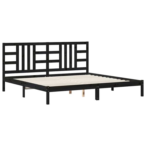 vidaXL Cadre de lit sans matelas noir 200x200 cm bois massif
