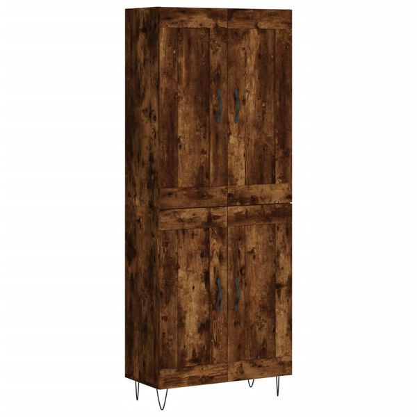 vidaXL Buffet haut Ch&ecirc;ne fum&eacute; 69,5x34x180 cm Bois d'ing&eacute;nierie