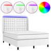 vidaXL Sommier &agrave; lattes de lit matelas LED Blanc 140x200 cm Similicuir