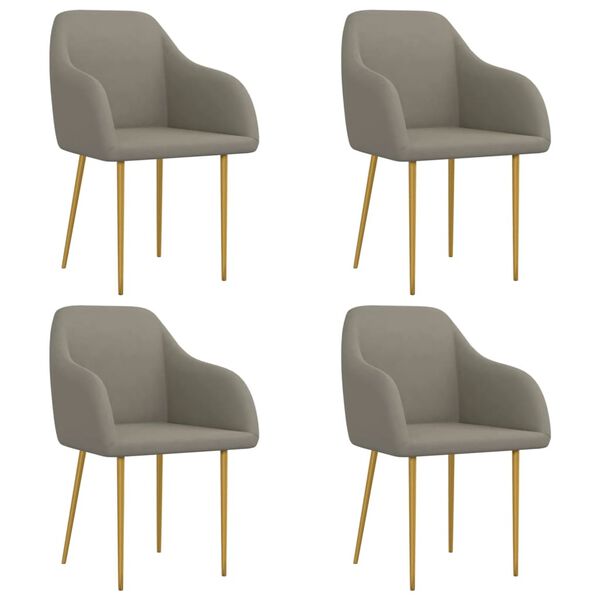 vidaXL Chaises &agrave; manger lot de 4 Gris clair Velours