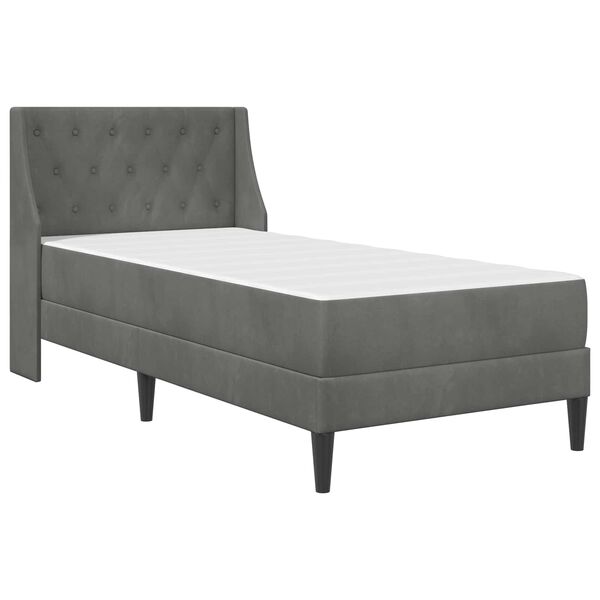 vidaXL Cadre de lit avec matelas Gris fonc&eacute; 90 x 200 cm Velours