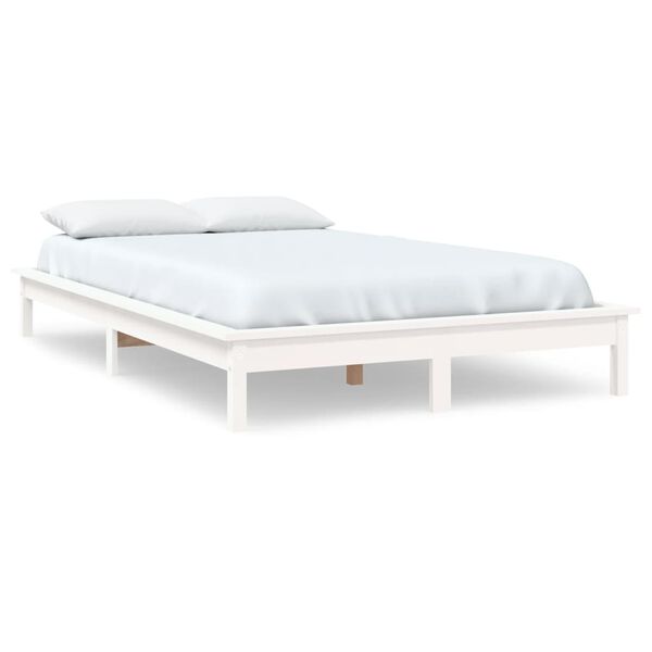 vidaXL Cadre de lit sans matelas blanc 140x200 cm bois massif