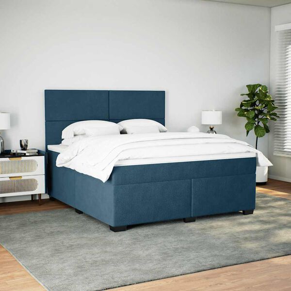 vidaXL Sommier &agrave; lattes de lit et matelas bleu 180x200 cm velours